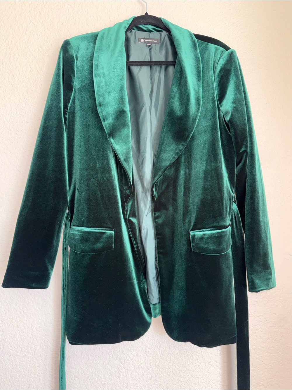 INC International Concepts Emerald Green Velvet Shawl Collar Blazer